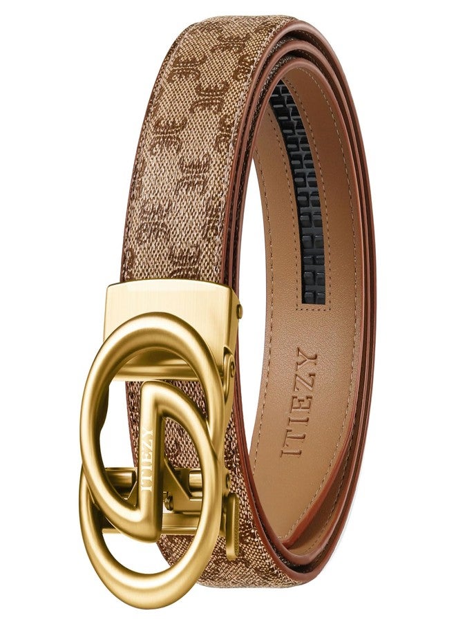 ITIEZY Ratchet Belts for Men - Leather Click Belt for Casual Dress 1 3/8", Mens Adjustable Belt Trim to Fit - Image 1
